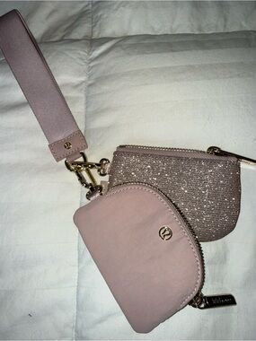 lululemon athletica Blush Pink Double Pouch Wristlet with Gold Hardware